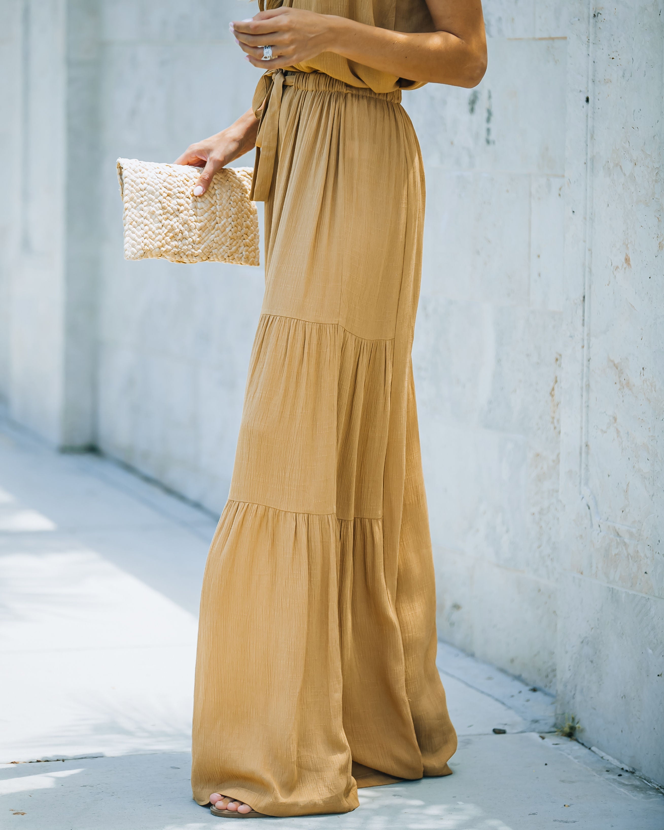 Wistar High Rise Palazzo Pants - Wheat Oshnow