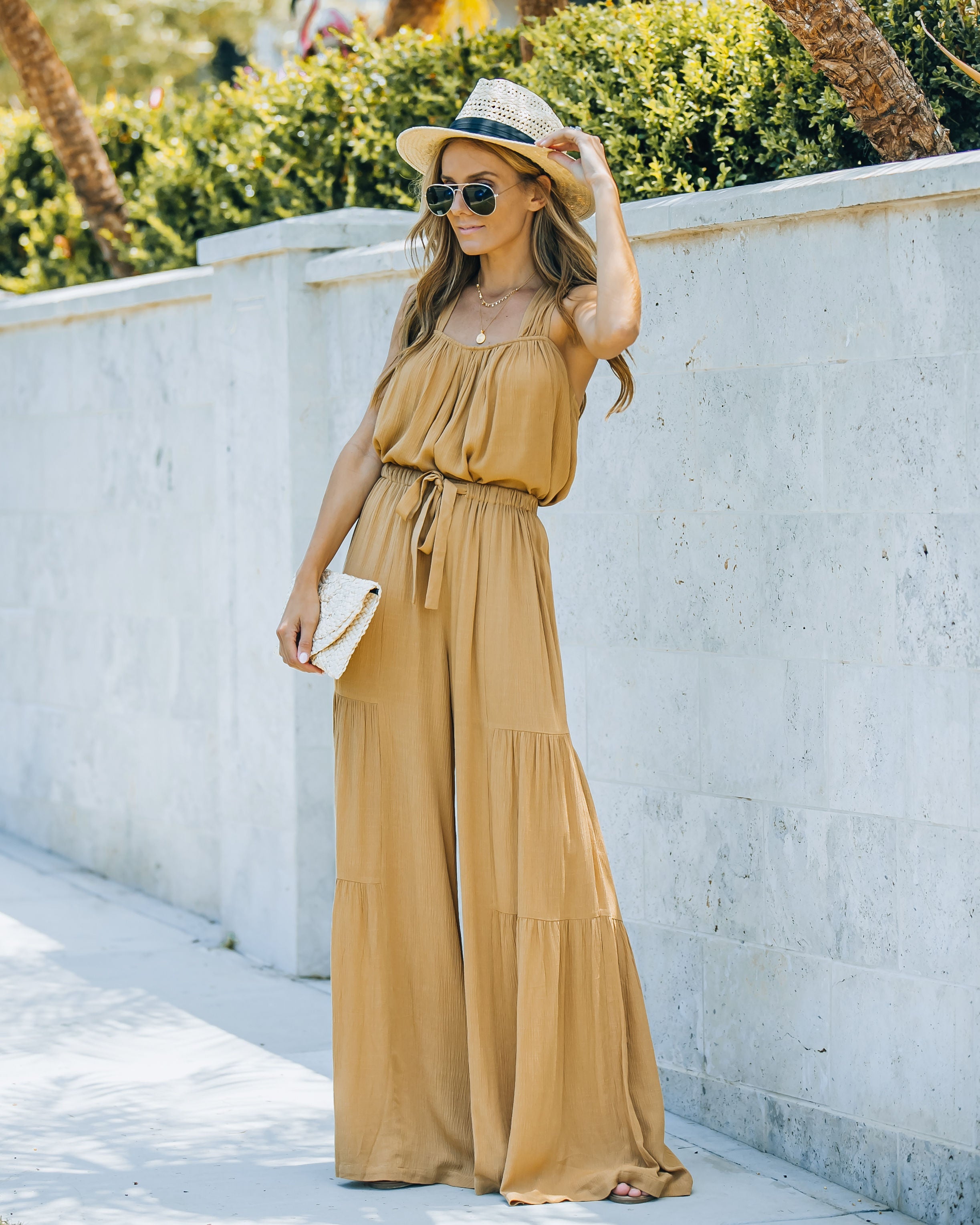 Wistar High Rise Palazzo Pants - Wheat Oshnow