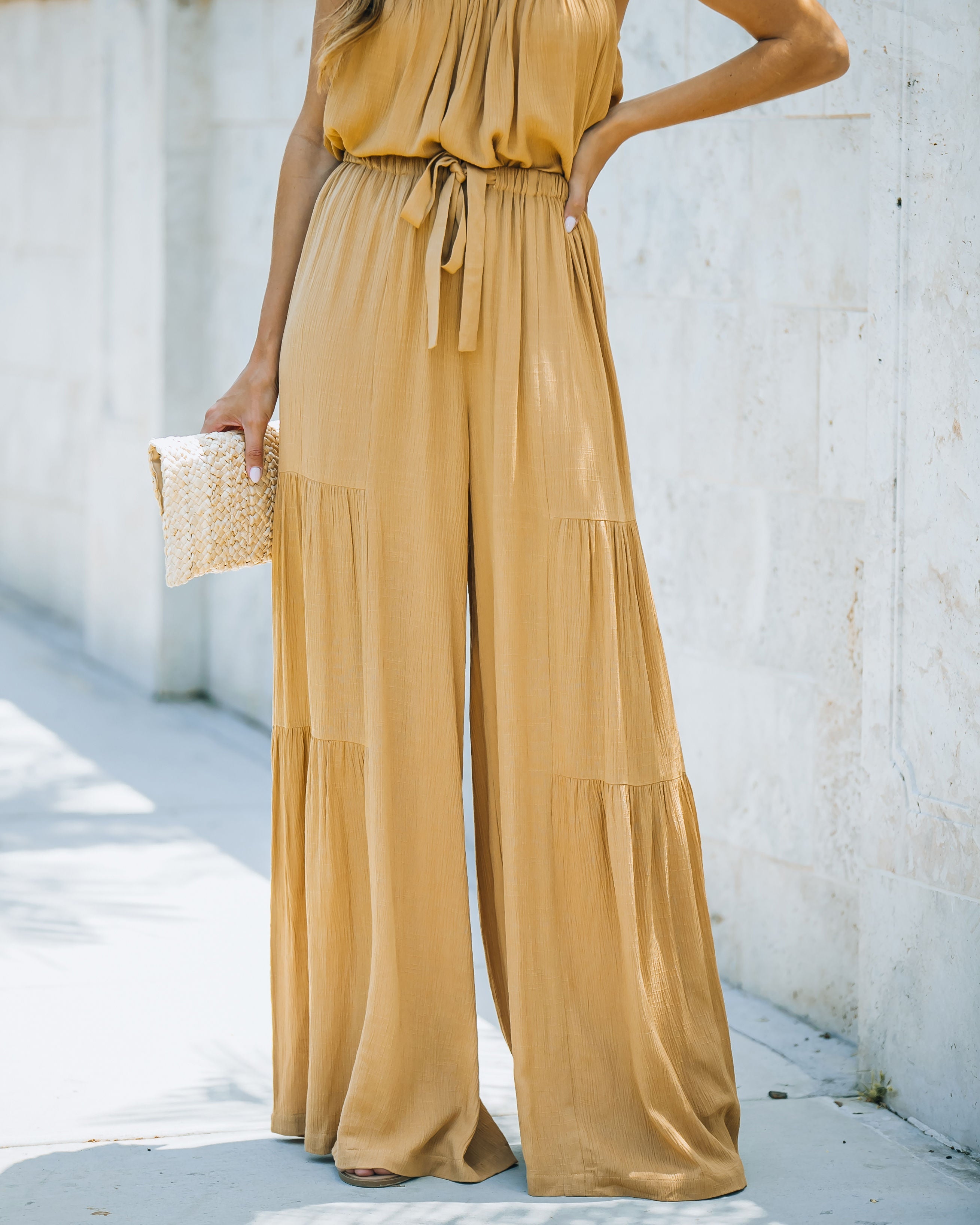 Wistar High Rise Palazzo Pants - Wheat Oshnow