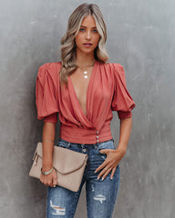 Within Reach Wrap Crop Top - Clay Oshnow