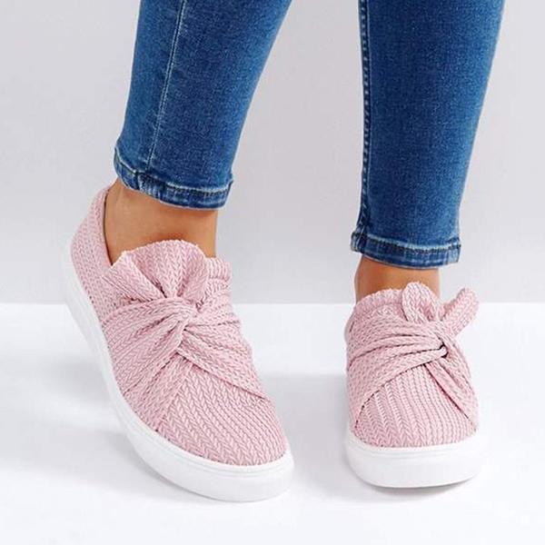 Knitted Twist Slip On Sneakers