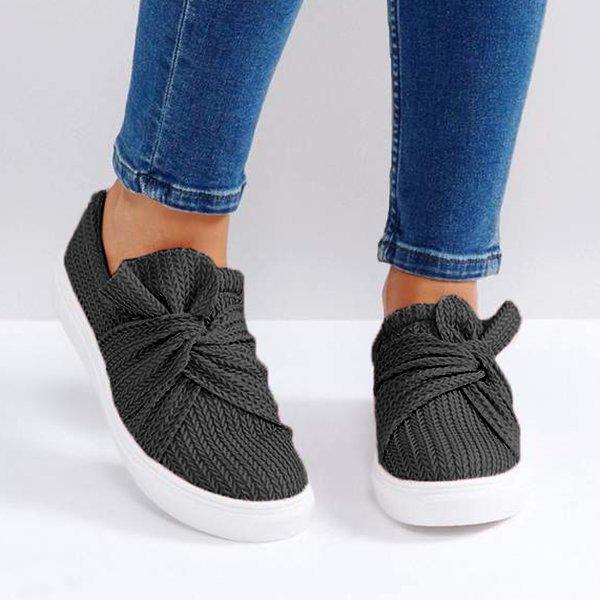 Knitted Twist Slip On Sneakers