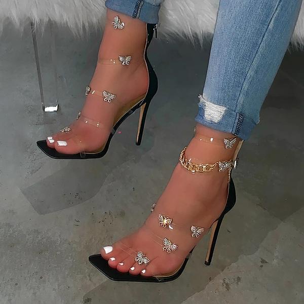 Butterfly Chain Zipper High Heels