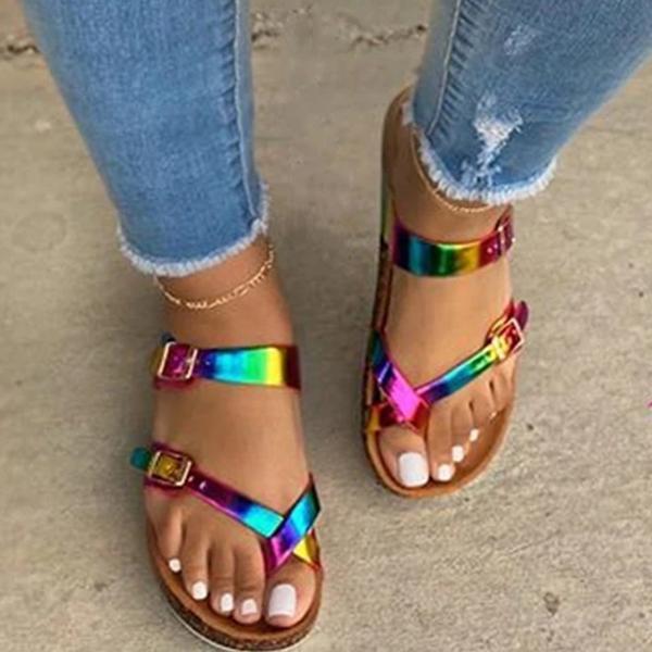 Button Summer Sandals