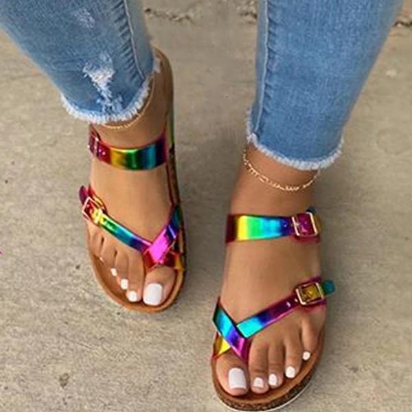 Button Summer Sandals