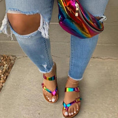 Button Summer Sandals