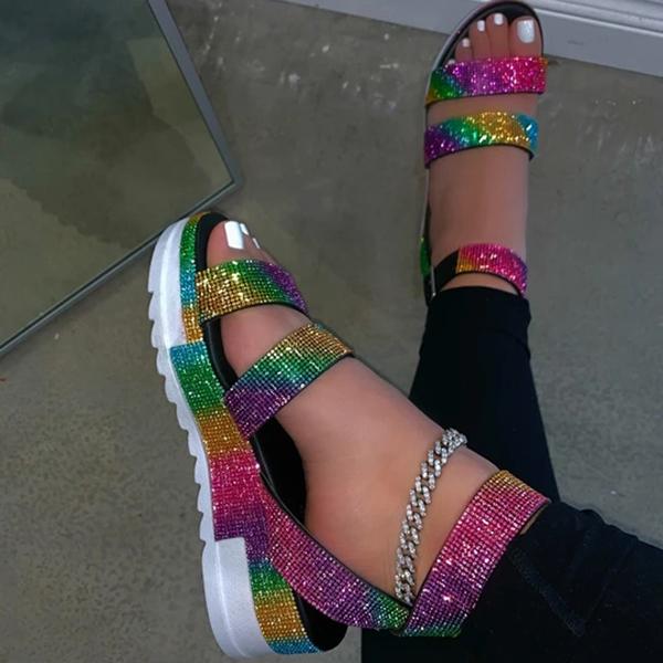 Sandalias de plataforma sexys con diamantes brillantes 