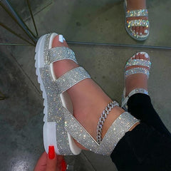 Sandalias de plataforma sexys con diamantes brillantes 