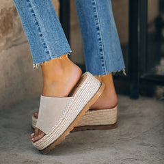 Daily Faux Suede Espadrille Flatform Sandals