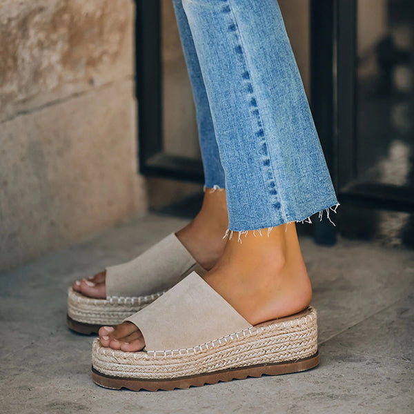 Daily Faux Suede Espadrille Flatform Sandals