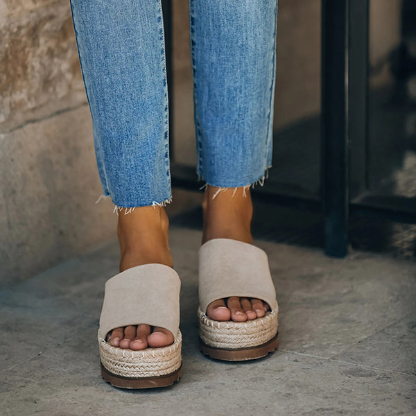 Daily Faux Suede Espadrille Flatform Sandals