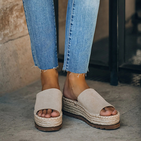 Daily Faux Suede Espadrille Flatform Sandals