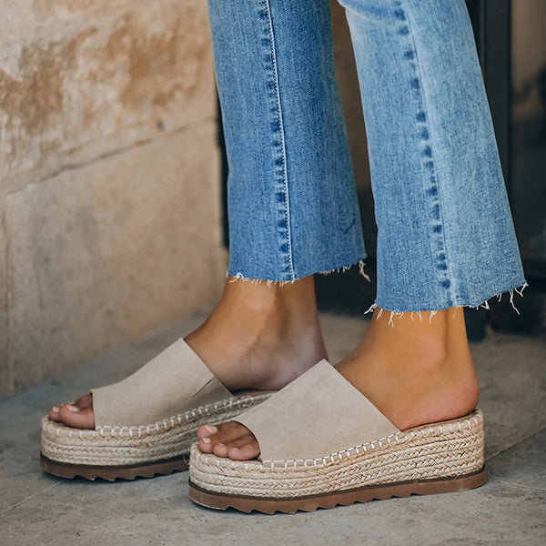 Daily Faux Suede Espadrille Flatform Sandals