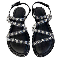 Adjustable Ankle Strap Rivet Flat Sandals