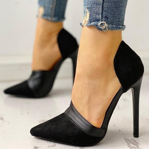 Elegant Pointed Toe Suede & Pu Pumps