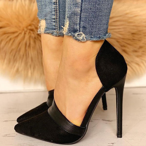 Elegant Pointed Toe Suede & Pu Pumps