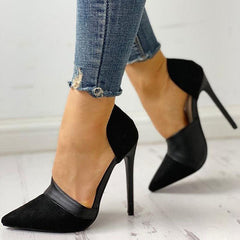 Elegant Pointed Toe Suede & Pu Pumps