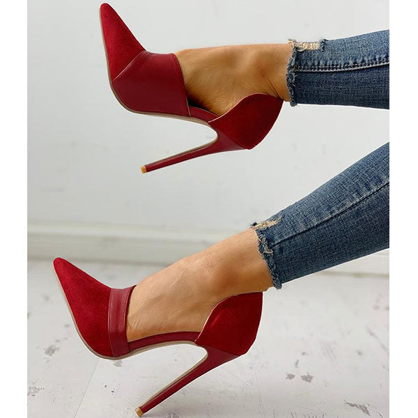 Elegant Pointed Toe Suede & Pu Pumps