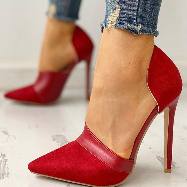 Elegant Pointed Toe Suede & Pu Pumps