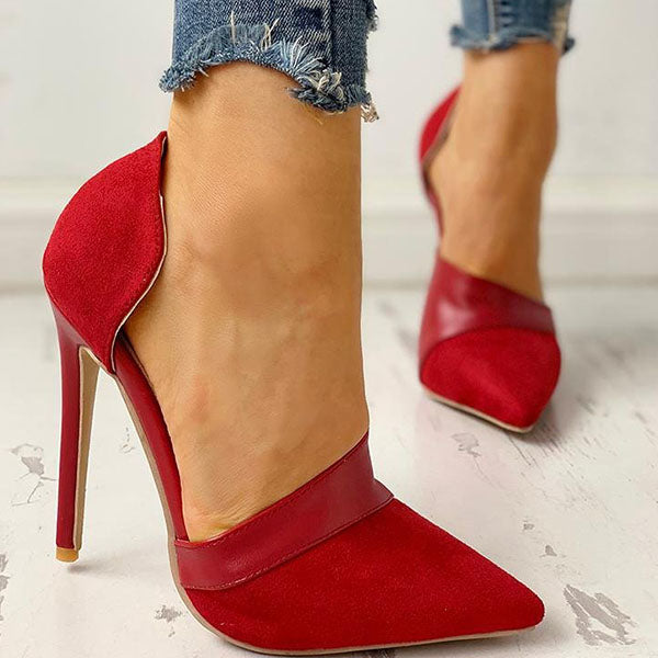 Elegant Pointed Toe Suede & Pu Pumps