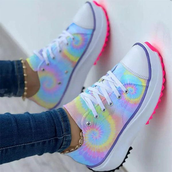 Casual Tie-Dye Color-Blocking Sneakers