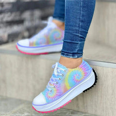 Casual Tie-Dye Color-Blocking Sneakers