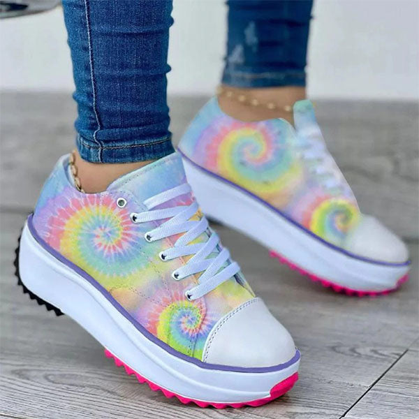 Casual Tie-Dye Color-Blocking Sneakers