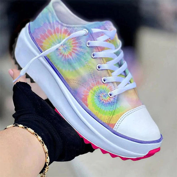 Casual Tie-Dye Color-Blocking Sneakers