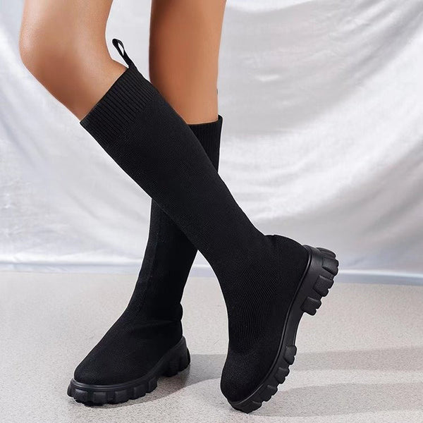 Chic Knee High Knitted Sock Boots