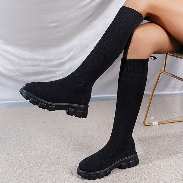 Chic Knee High Knitted Sock Boots