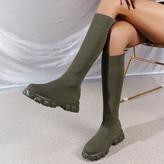 Chic Knee High Knitted Sock Boots