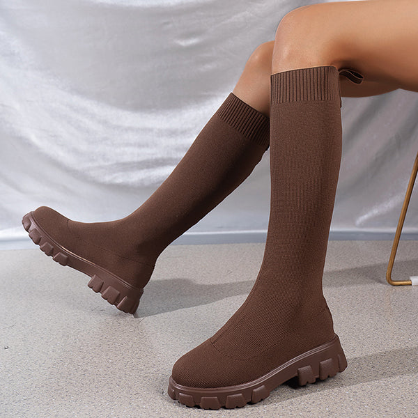 Chic Knee High Knitted Sock Boots