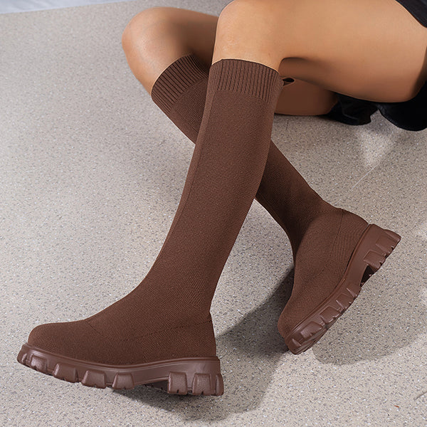 Chic Knee High Knitted Sock Boots