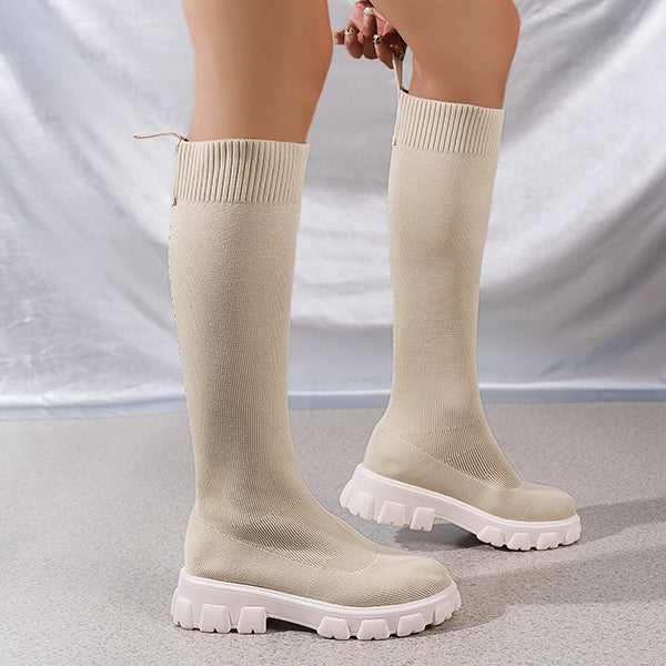 Chic Knee High Knitted Sock Boots