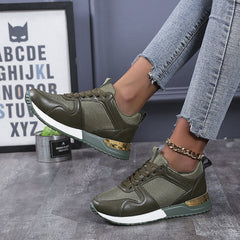 Casual Leather Colorblock Mesh Sneakers