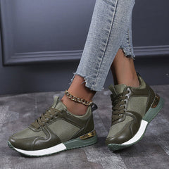 Casual Leather Colorblock Mesh Sneakers