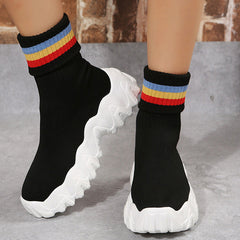 Casual Rainbow Thick Sole Knitted Sock Boots