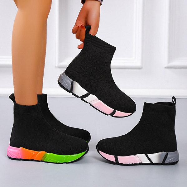 Casual Knit Multicolor Sole Pull-On Boots