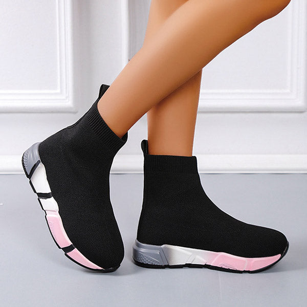 Casual Knit Multicolor Sole Pull-On Boots