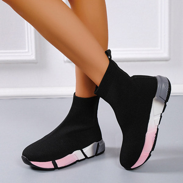 Casual Knit Multicolor Sole Pull-On Boots