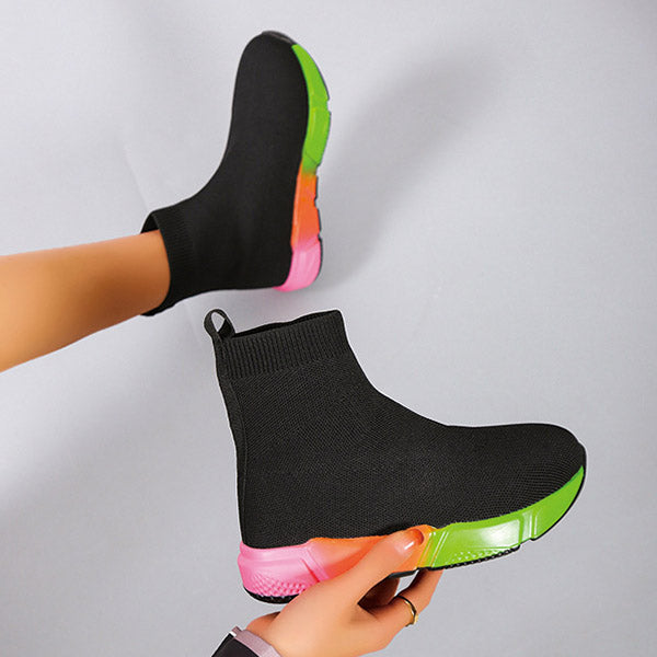 Casual Knit Multicolor Sole Pull-On Boots