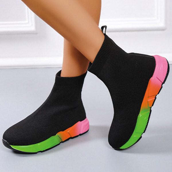 Casual Knit Multicolor Sole Pull-On Boots