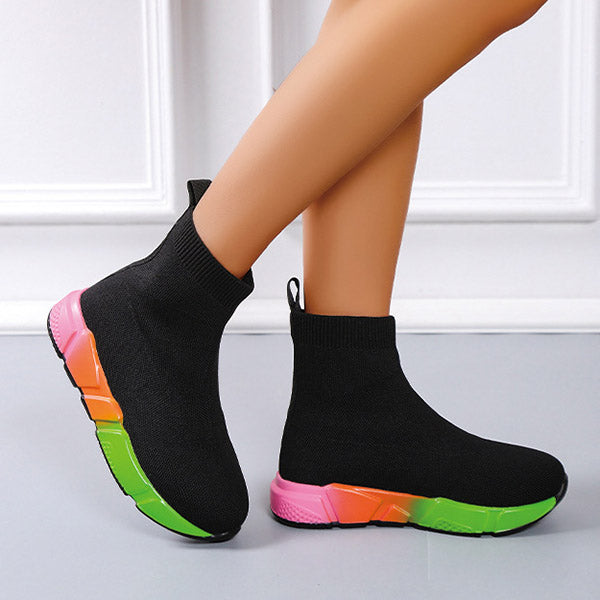 Casual Knit Multicolor Sole Pull-On Boots