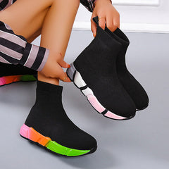 Casual Knit Multicolor Sole Pull-On Boots