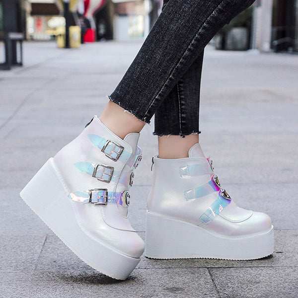 Casual Punk Platform Thick Heel Buckle Strap Boots