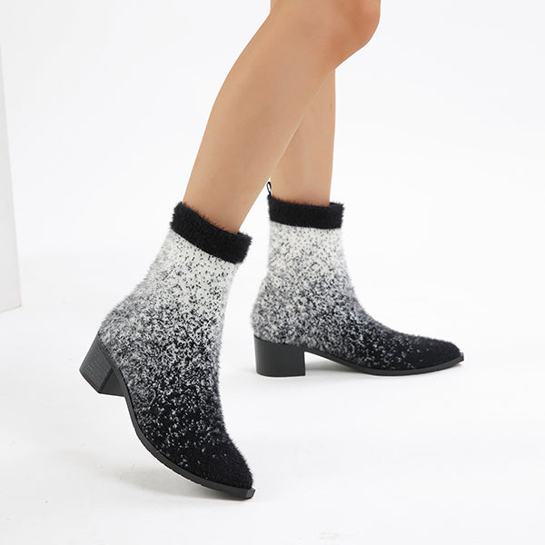 Chic Block Heeled Stretch Sock Boots