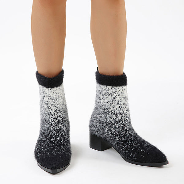 Chic Block Heeled Stretch Sock Boots