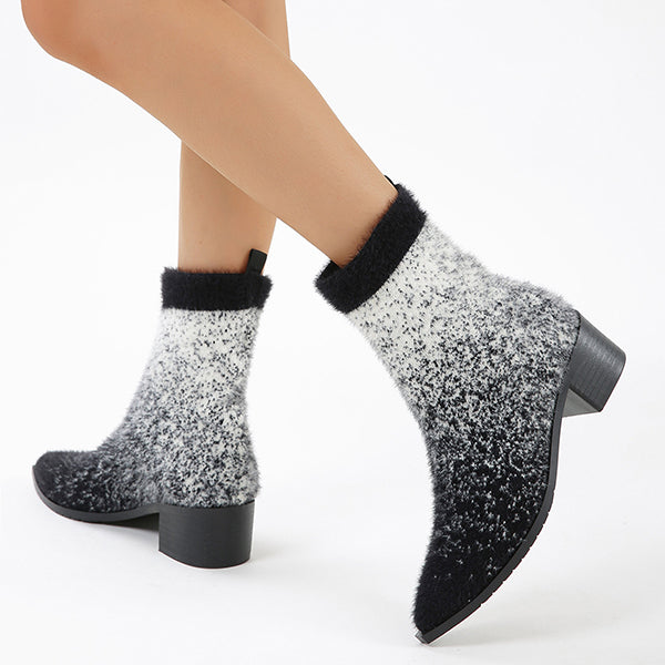 Chic Block Heeled Stretch Sock Boots