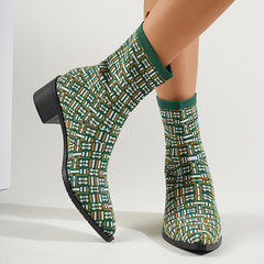 Chic Block Heeled Stretch Sock Boots