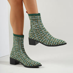 Chic Block Heeled Stretch Sock Boots